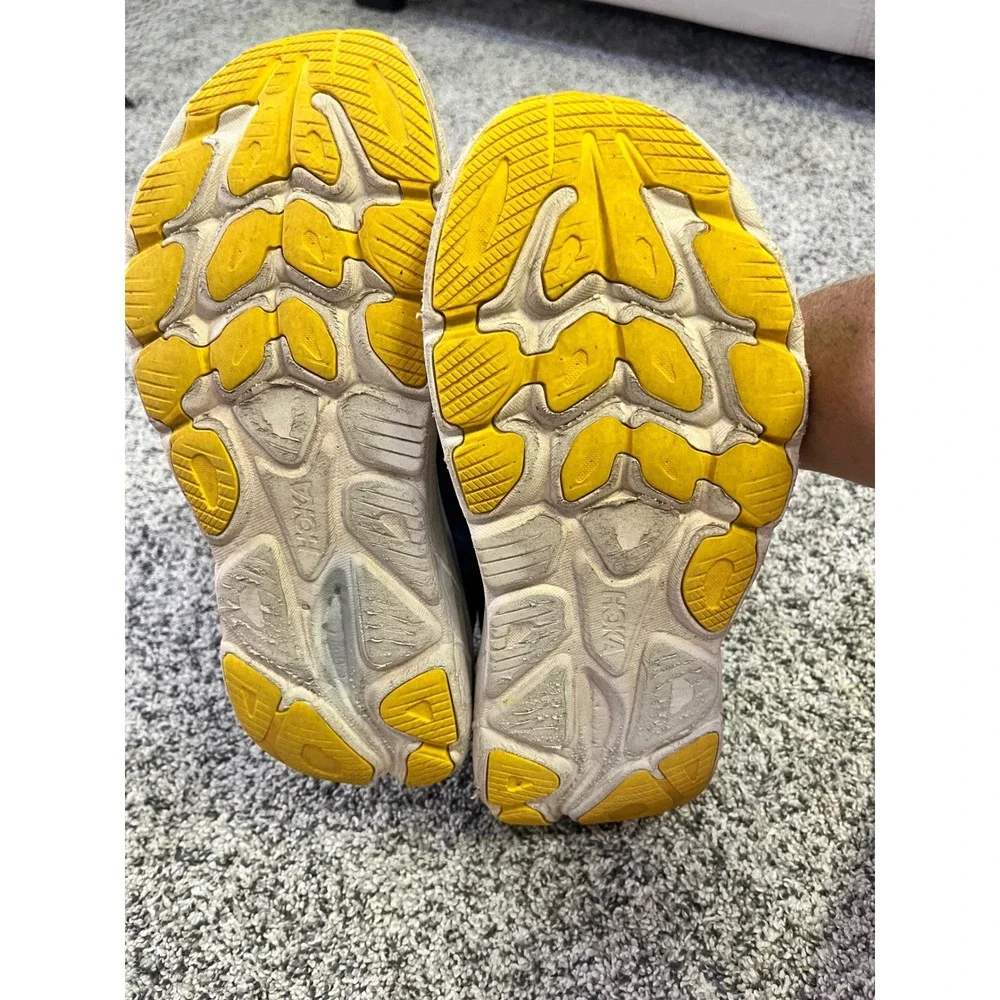 Hoka One One Clifton 10 Mens 9.5 D Blue Yellow Road Running Shoes